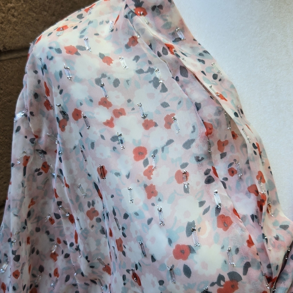 Anthropologie Pilcro Silver Metallic Accent Kimono Blouse - Picture 4 of 12